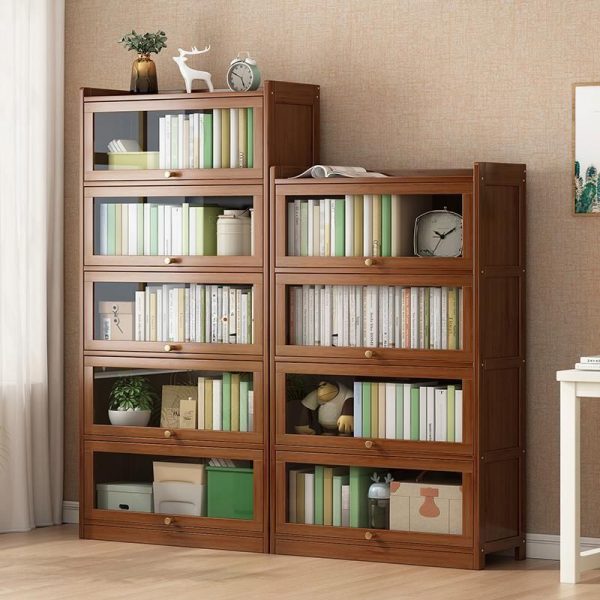 "Vertical Composite Wood Independent Standard Kids Bookshelf Closed Back with 3 Shelves/6 Shelves/4 Shelves, 2 Doors/5 Doors/3 Doors"
