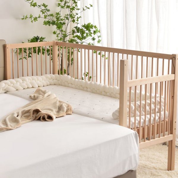 "Art Deco Natural Color Beech Wood Standard Children Bed with Coir Mattress Gender Neutral"