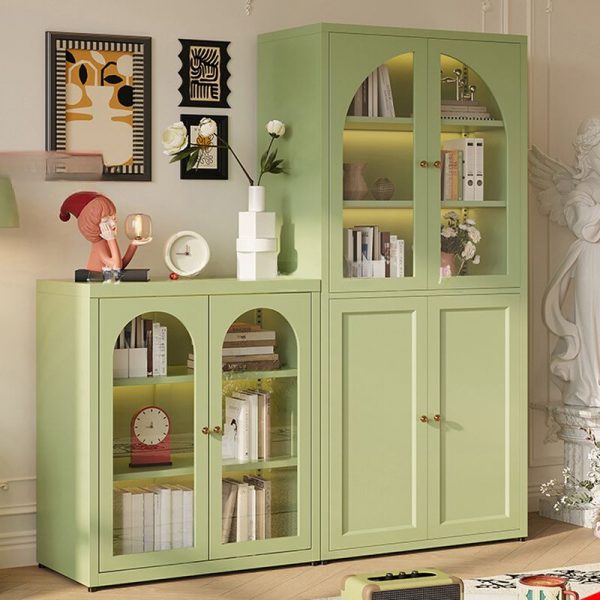"Modern Standard Children's Bookshelf with 5/2 Shelves, Vertical Orientation, Closed Back, Timber Shelf, 4/2 Doors, Unattached"
