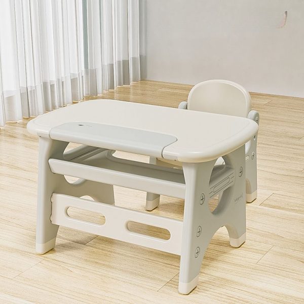 "Moisture-proof Children Computer Desk with Plastic Top, Chair, in White"