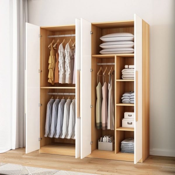 "Lumber Kids Wardrobe with Shelf, Clothing Rod, and Door"