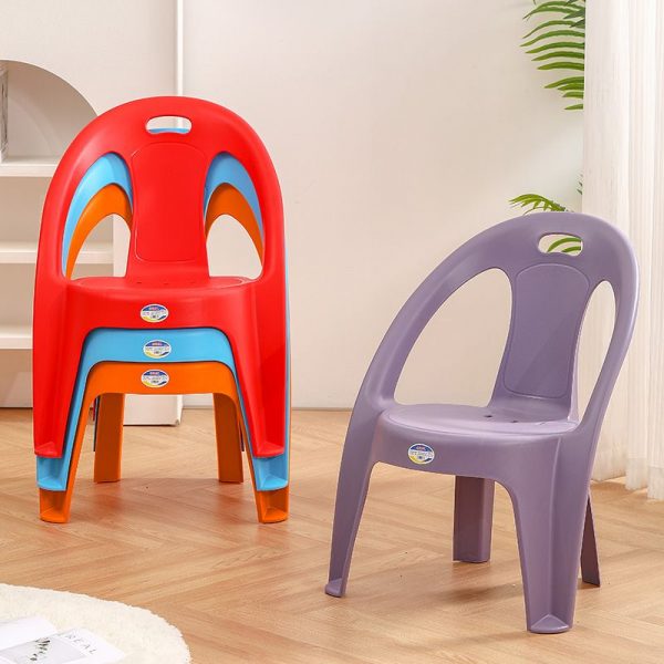 "Solid Color Children's Chair With Arms in Plastic with Backrest"