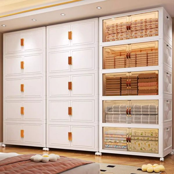 "Sleek White Kids Armoire with Polymerized Material, Shelf, and Door"