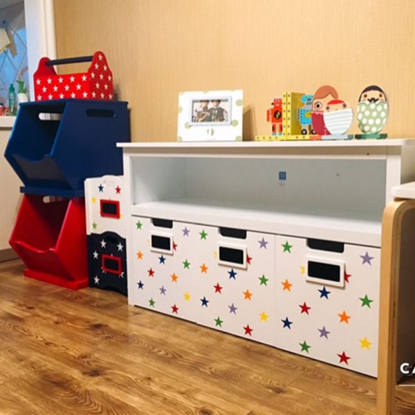 "Modern Simple Style Standard Children's Bookshelf with 3 Drawers, 2 Shelves, Horizontal Wood Shelf, Standalone, Scratch-tolerant"