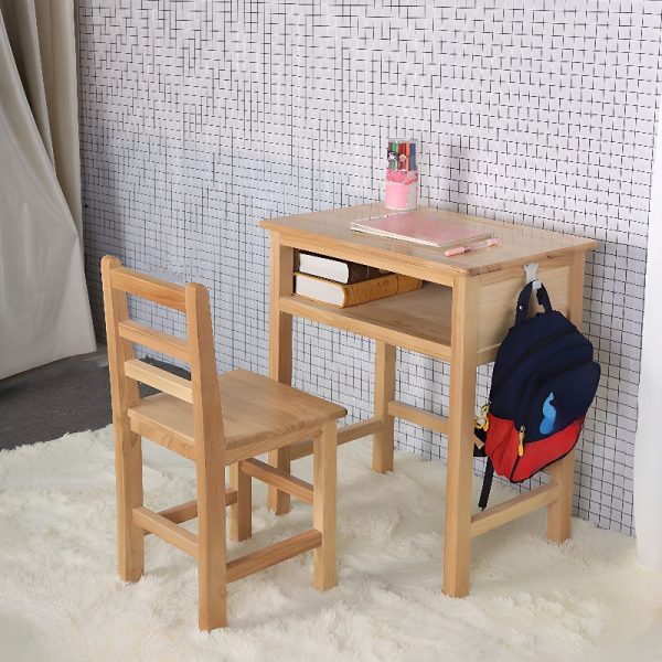 "Children Computer Desk with Lumber Top in Wood Grain, Container Storage & Shelf"