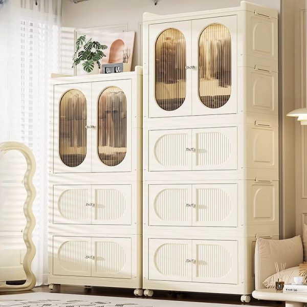 "Chalk Polymer Compound Kids Wardrobe with Shelf and Clothing Rod"
