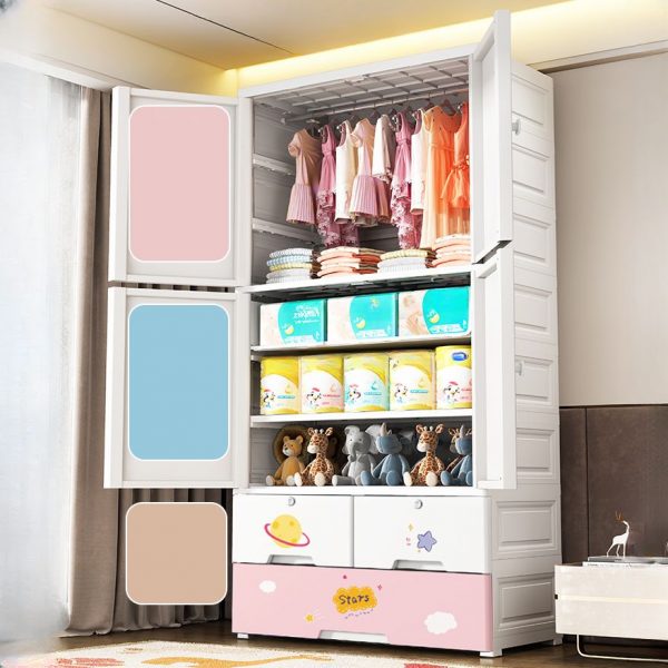 "Children Armoire in Synthetic with Door, Clothing Rod and Compartment in the Theme of Cartoon"