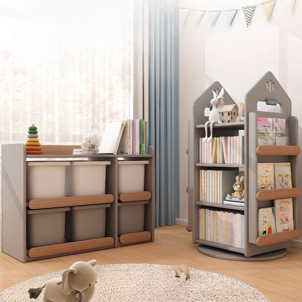 "Minimalist Timber Standard Kids Bookshelf Vertical/Horizontal Unattached with Closed Back and 4 Shelves/3 Shelves"