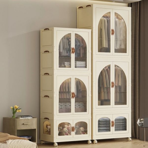 "Plastic Children's Wardrobe with Shelf and Clothing Rod"