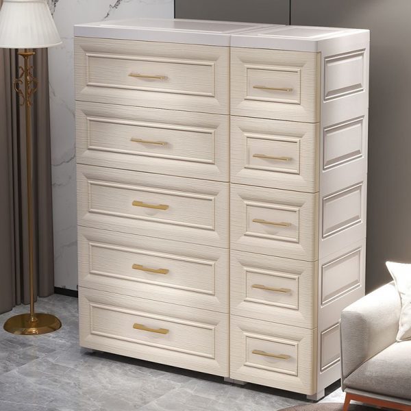 "Polymer Children's Wardrobe with Shelf, Compartment Drawer, Clothing Rod, and Door"