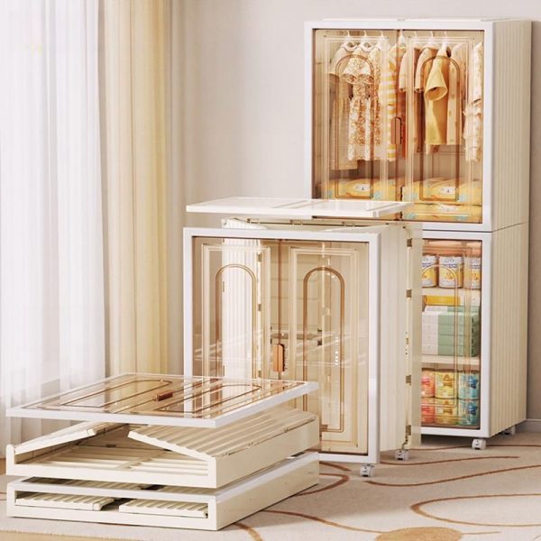 "White Polymer Children's Wardrobe with Clothing Rod and Door"