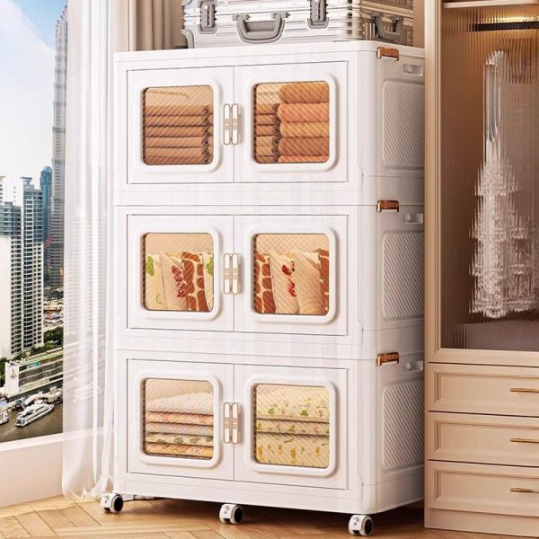 "Sleek Kids Armoire in Synthetic Material with Shelf and Door"