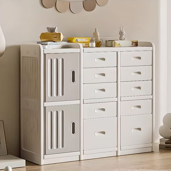 "White Standard Kids Bookshelf with 2 Shelves, Horizontal/Vertical Orientation, Polymer Shelf, 2/3/4 Doors, and Closed Back"