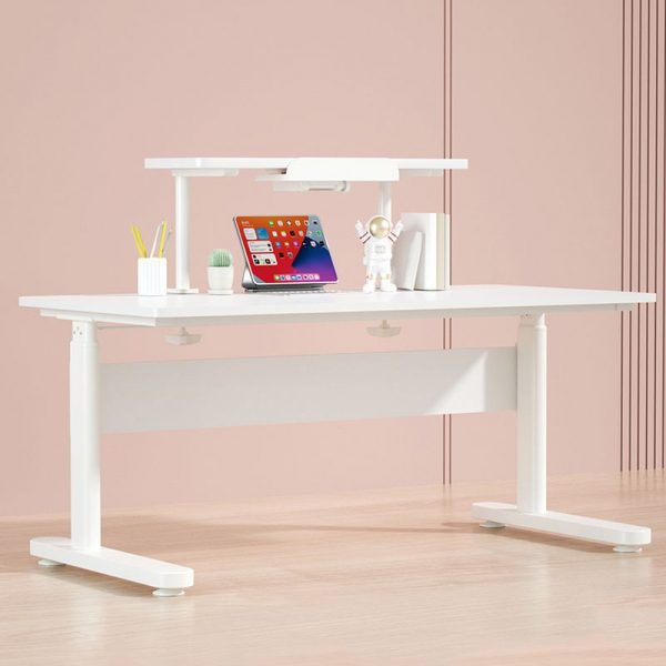 "Moisture-proof White Wood Adjustable Height Kids Computer Desk with Locker Storage"