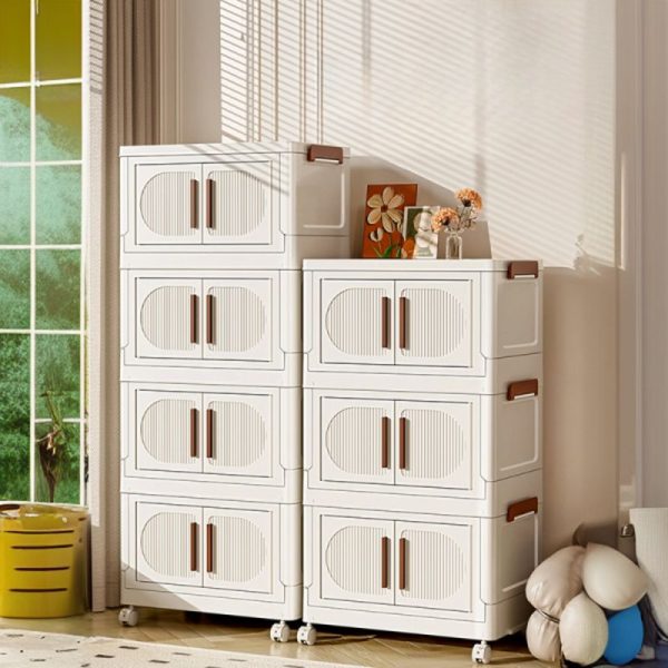 "Standard Kids Bookshelf with Rotating, Collapsible Features, Bar Pull Handle, Multiple Doors"
