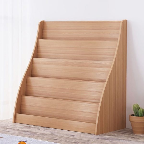 "Simplistic Kids Bookshelf Display Rack in Light Wood with 4/5 Shelves, Horizontal/Vertical, Wood Shelf, Standalone, Scratch-repellent"