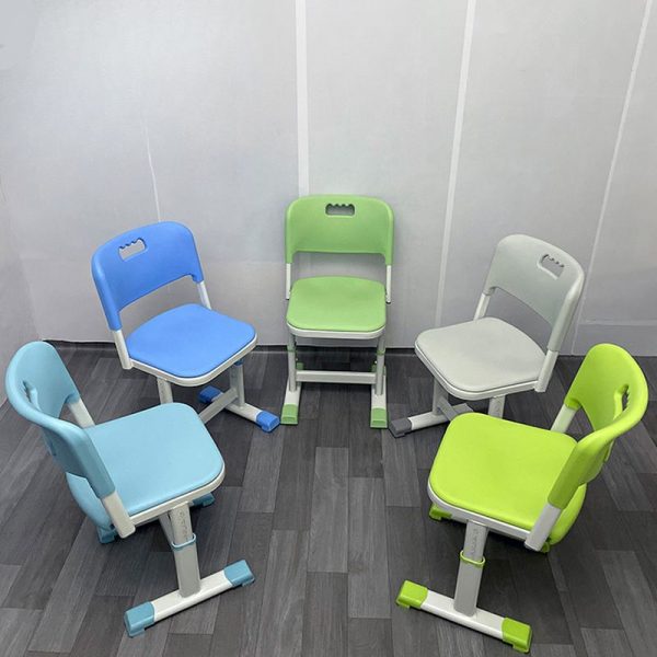 "Solid Color Adjustable Height Children's Chair in Metal with Upholstered Chair(s)"