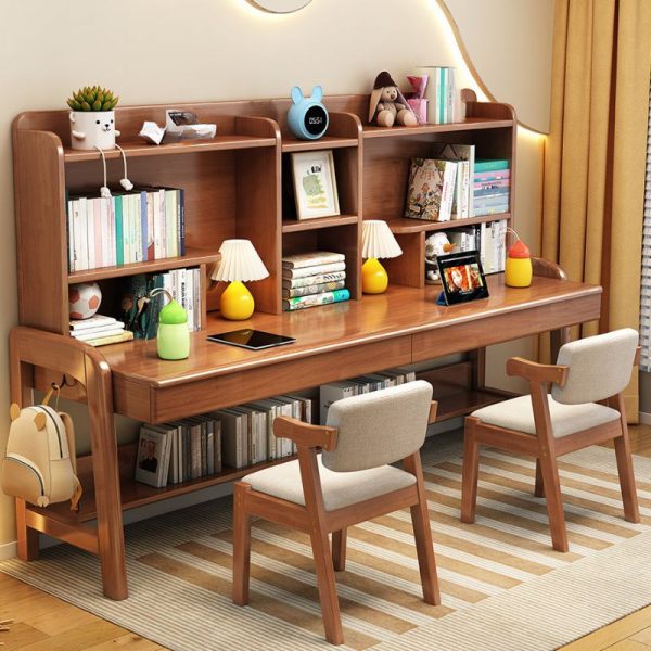 "Moisture-proof Adjustable Height Children's Desk in White/Pink/Azure with Locker Storage, Shelf, Hutch, and Lumber Drawer Glide"