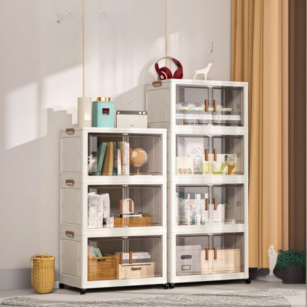 "Chalk Vertical/Horizontal Standard Kids Bookshelf with Caster Wheels, Polymer Shelves in Multiple Sizes, Scratch-immune, 10/8/6 Doors"