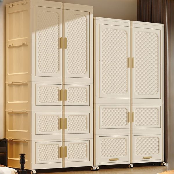 "Durable Plastic Children's Wardrobe with Shelf, Clothing Rod, and Door"
