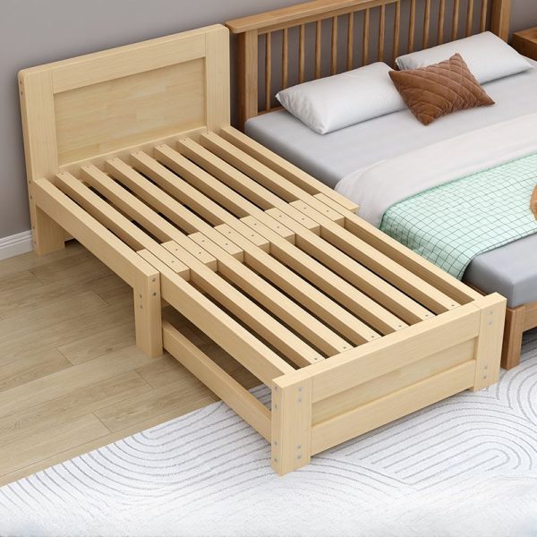 "Modern Simple Style Wood Color Wood Gender Neutral Standard Kids Bed with Headboard"