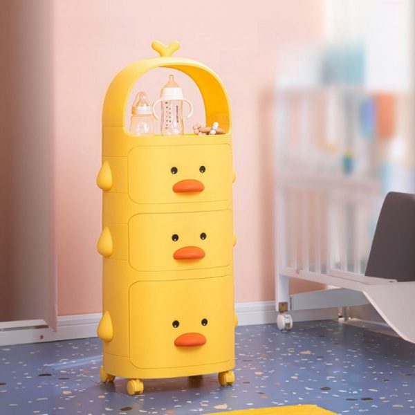 "Rotating Standard Kids Bookshelf with 2 Drawers/3 Drawers/4 Drawers, Cup Pull Handle"