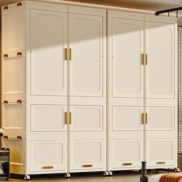 "Chalk Polymer Compound Children's Wardrobe with Shelf, Drawer, Door"